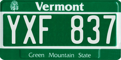 VT license plate YXF837