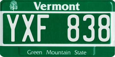 VT license plate YXF838