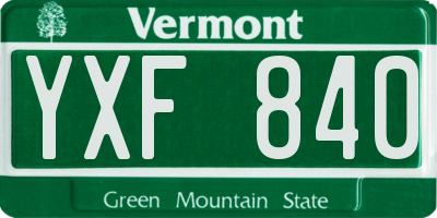 VT license plate YXF840