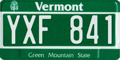 VT license plate YXF841