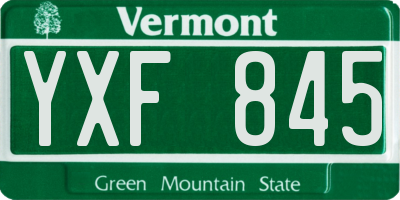 VT license plate YXF845