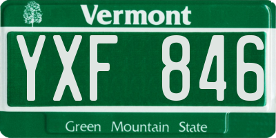 VT license plate YXF846