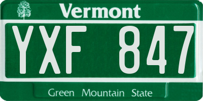 VT license plate YXF847