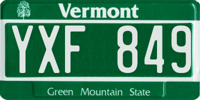 VT license plate YXF849