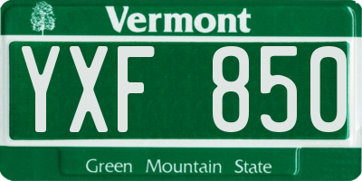 VT license plate YXF850