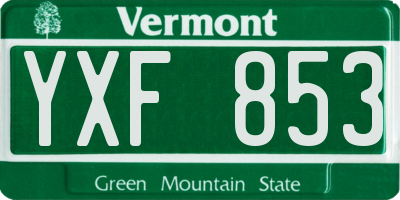 VT license plate YXF853