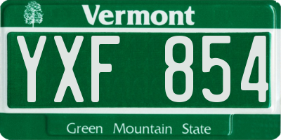 VT license plate YXF854