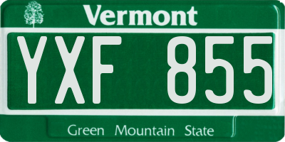 VT license plate YXF855