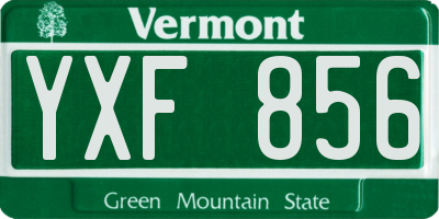 VT license plate YXF856