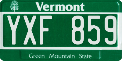 VT license plate YXF859