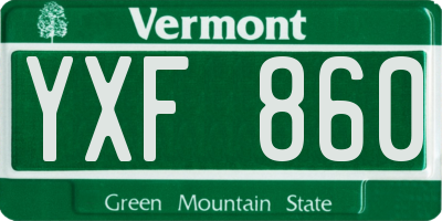 VT license plate YXF860