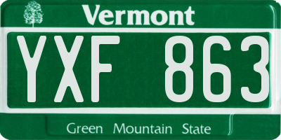VT license plate YXF863