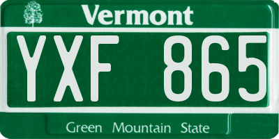 VT license plate YXF865