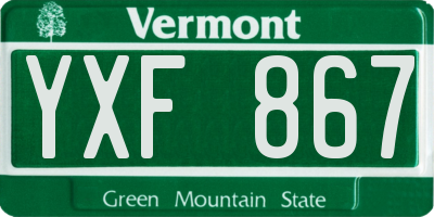 VT license plate YXF867
