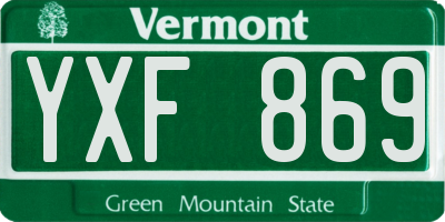 VT license plate YXF869