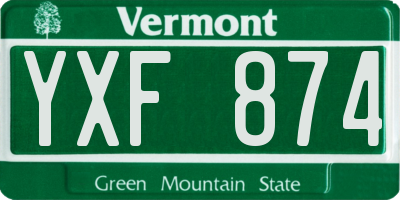 VT license plate YXF874