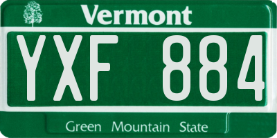 VT license plate YXF884