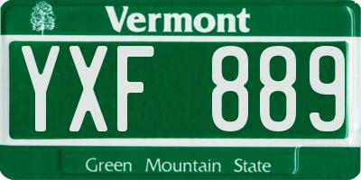 VT license plate YXF889