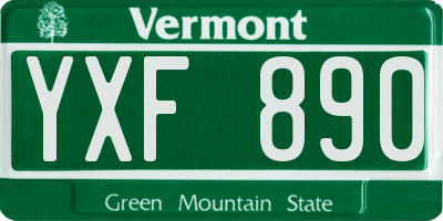 VT license plate YXF890