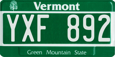 VT license plate YXF892