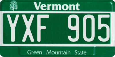VT license plate YXF905