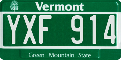VT license plate YXF914