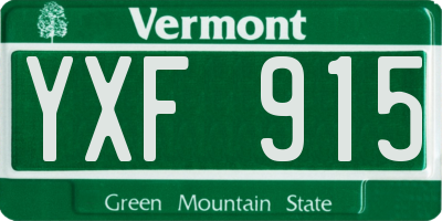 VT license plate YXF915