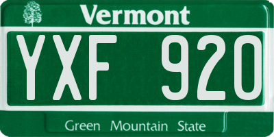 VT license plate YXF920