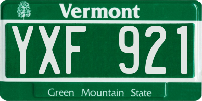 VT license plate YXF921