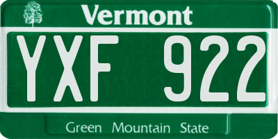 VT license plate YXF922