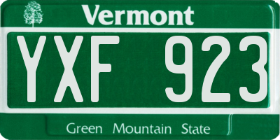 VT license plate YXF923