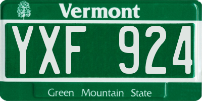 VT license plate YXF924