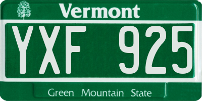 VT license plate YXF925