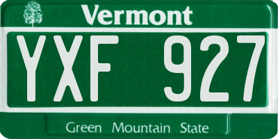 VT license plate YXF927