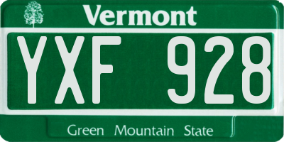 VT license plate YXF928