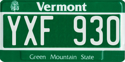 VT license plate YXF930