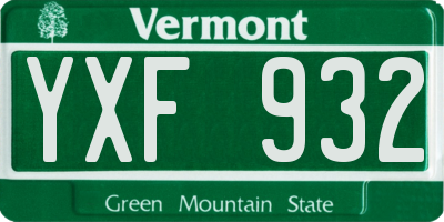 VT license plate YXF932