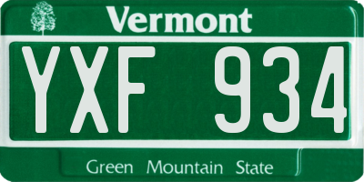 VT license plate YXF934