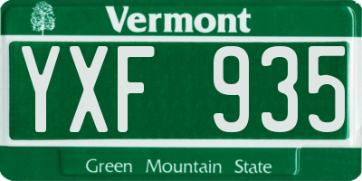 VT license plate YXF935