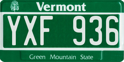 VT license plate YXF936