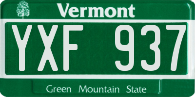 VT license plate YXF937