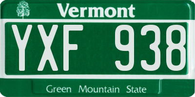 VT license plate YXF938