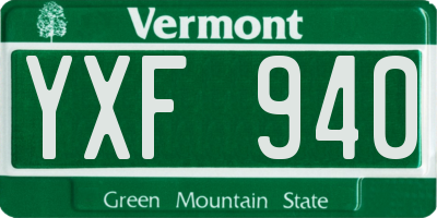 VT license plate YXF940