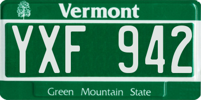 VT license plate YXF942