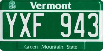 VT license plate YXF943