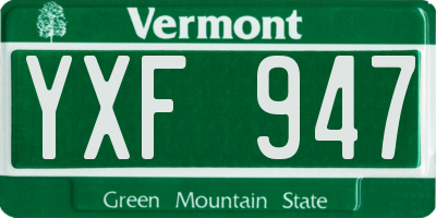 VT license plate YXF947