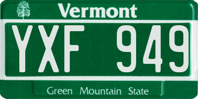 VT license plate YXF949