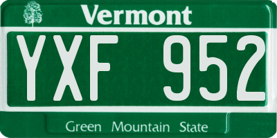 VT license plate YXF952