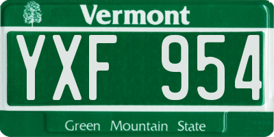 VT license plate YXF954