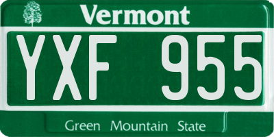 VT license plate YXF955